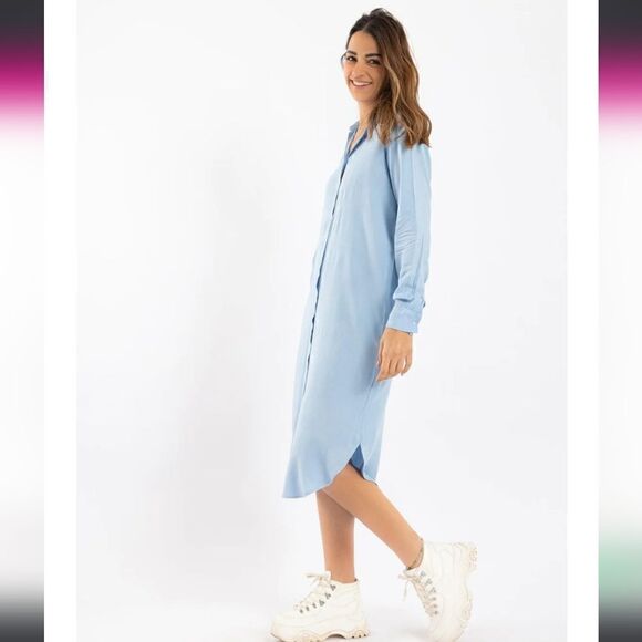 Take 50% OFF- Carina Curved Hem Shirt Dress, Size-XL - Picture 2 of 13